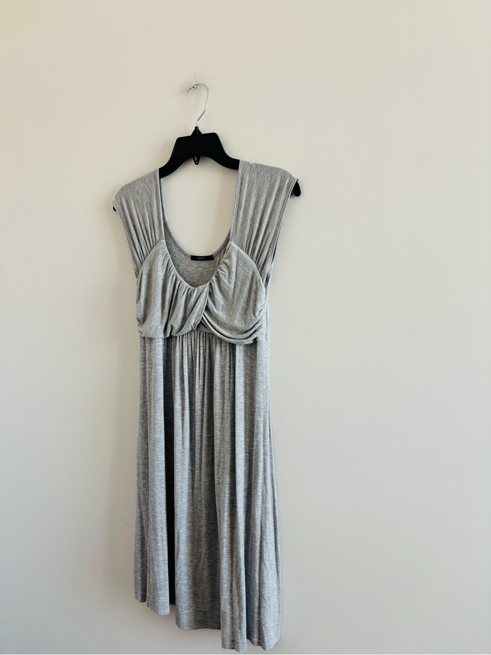 Y2K Soprano Dress Gray Babydoll Empire Waist Scoop Neck Soft Knit M USA Lounge - Picture 3 of 8